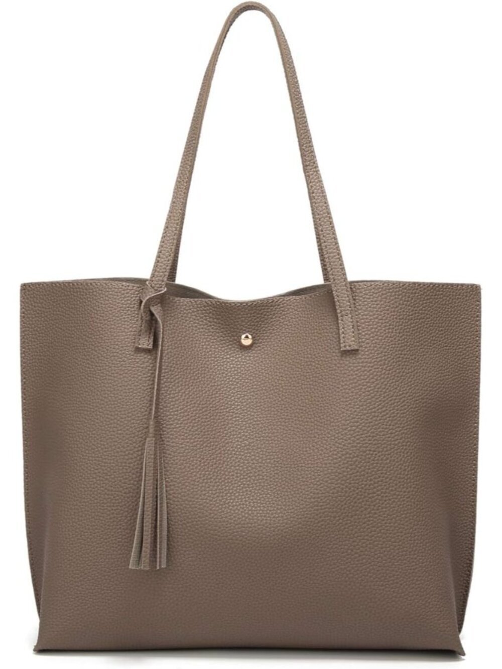 Women's Dark Khaki Soft Faux Leather Tassel Style Handbag Tote Shoulder Bag